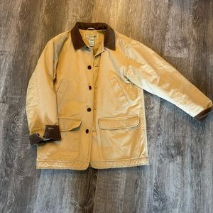 LL Bean Men’s Barn Field Jacket Chore Coat Thinsulate Quilted Lined Tan Brown